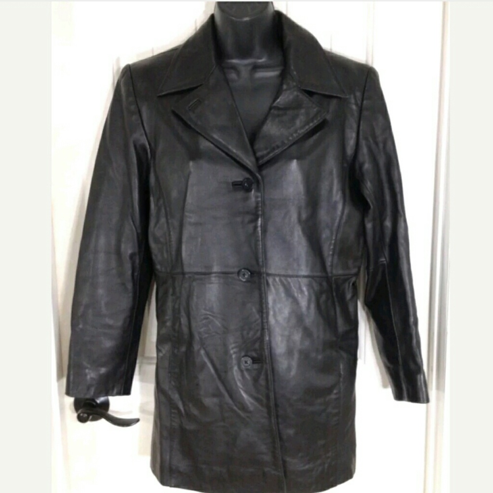 Alfani Petite Outerwear Genuine Leather Jacket - Picture 3 of 6